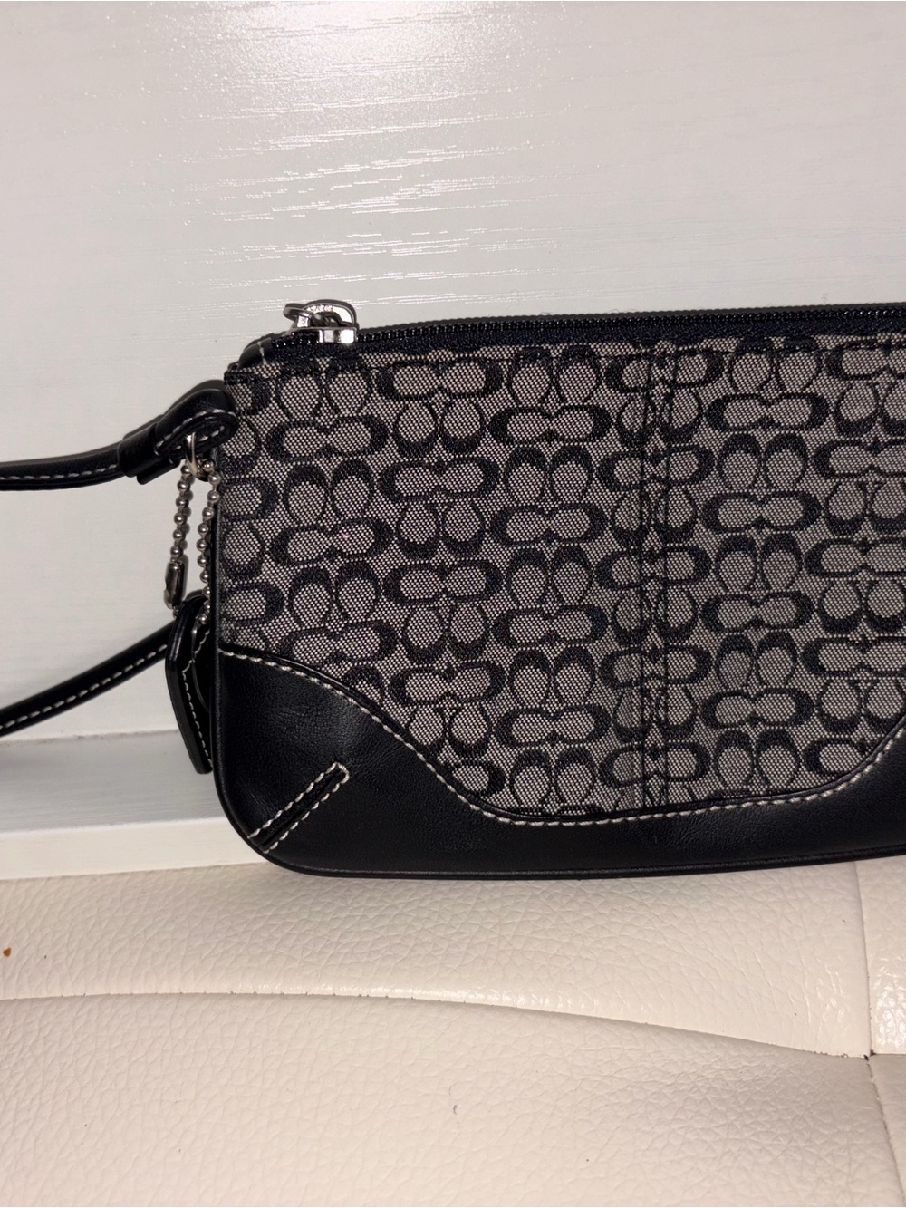 Black Coach Monogram Wristlet Clutch